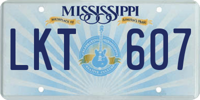 MS license plate LKT607