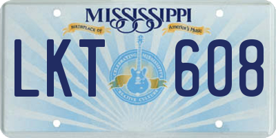 MS license plate LKT608