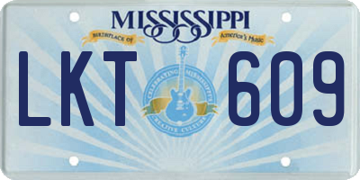 MS license plate LKT609