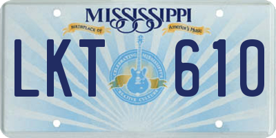 MS license plate LKT610