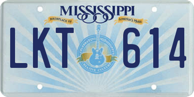 MS license plate LKT614