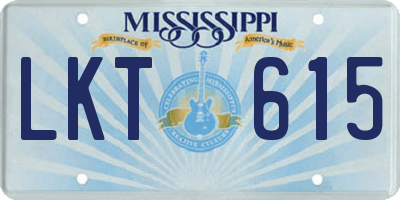 MS license plate LKT615