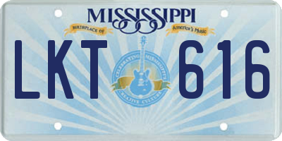 MS license plate LKT616