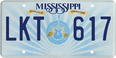 MS license plate LKT617