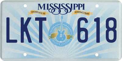 MS license plate LKT618
