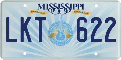 MS license plate LKT622