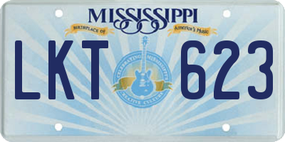 MS license plate LKT623