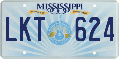 MS license plate LKT624