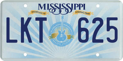 MS license plate LKT625