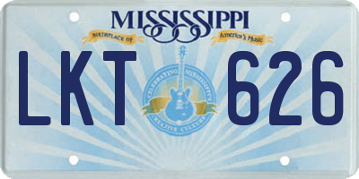 MS license plate LKT626