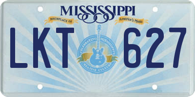 MS license plate LKT627