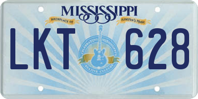 MS license plate LKT628