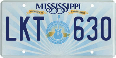 MS license plate LKT630