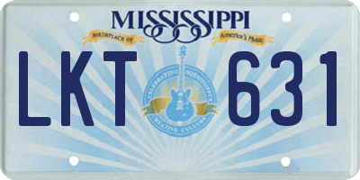 MS license plate LKT631
