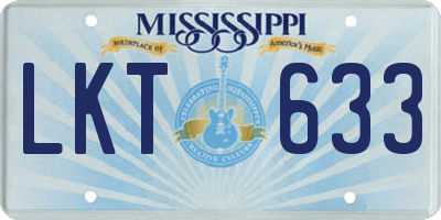 MS license plate LKT633