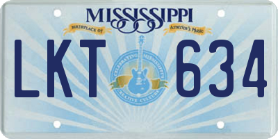 MS license plate LKT634