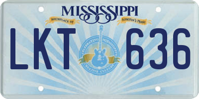 MS license plate LKT636