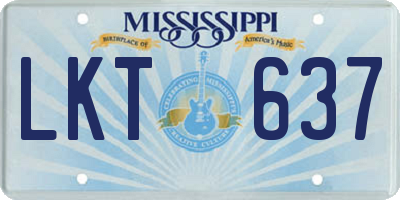 MS license plate LKT637