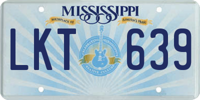 MS license plate LKT639
