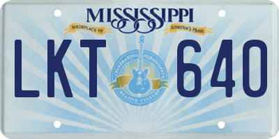 MS license plate LKT640