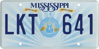 MS license plate LKT641