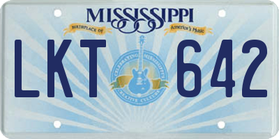 MS license plate LKT642