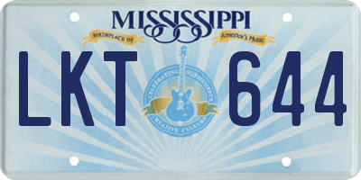 MS license plate LKT644