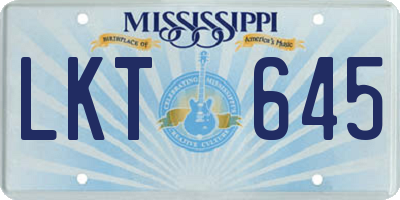 MS license plate LKT645