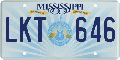 MS license plate LKT646