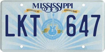 MS license plate LKT647