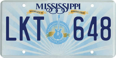 MS license plate LKT648