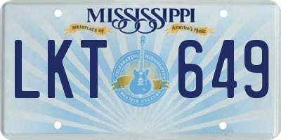 MS license plate LKT649