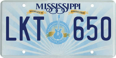 MS license plate LKT650