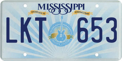 MS license plate LKT653