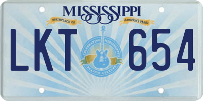 MS license plate LKT654