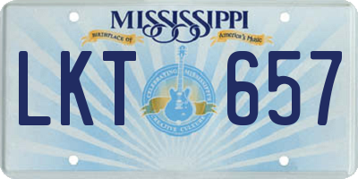 MS license plate LKT657