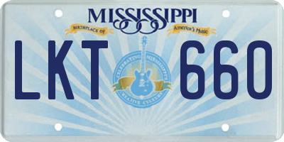 MS license plate LKT660