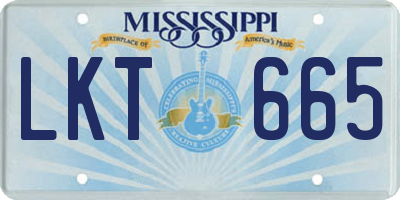 MS license plate LKT665