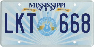 MS license plate LKT668