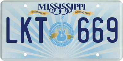 MS license plate LKT669