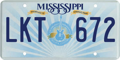 MS license plate LKT672