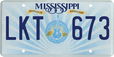 MS license plate LKT673
