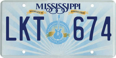 MS license plate LKT674