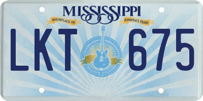 MS license plate LKT675