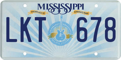 MS license plate LKT678