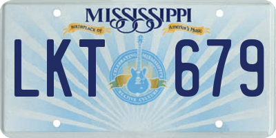 MS license plate LKT679