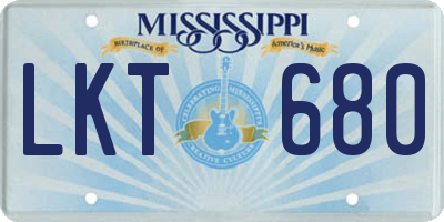 MS license plate LKT680