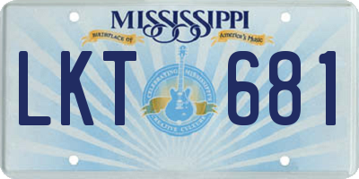 MS license plate LKT681