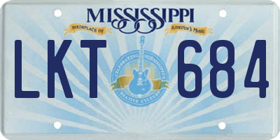 MS license plate LKT684