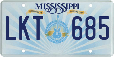 MS license plate LKT685